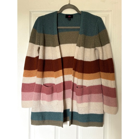 IZ Byer Girl Other - IZ Byer Girl Multicolor Striped Open Front Cardigan Sweater Shaker Knit XL 16